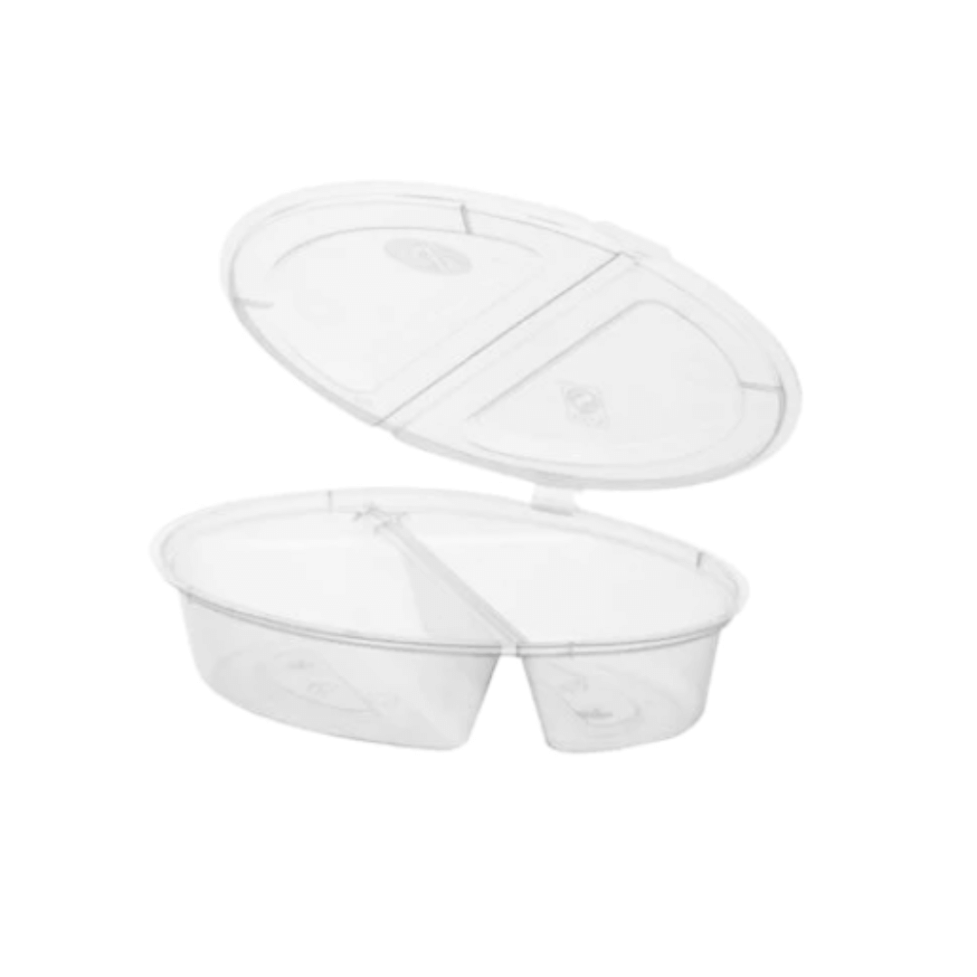 Sosiere din PP, 2 compartimente, cu capac atasat 3 oz (90 ml), 50 buc/set